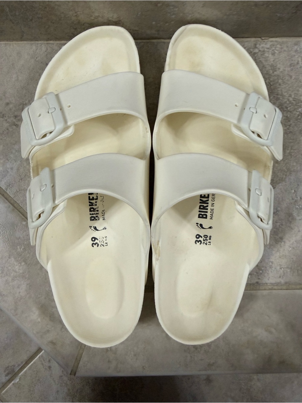 Birkenstock White Two-Strap EVA Arizona Sandals Size 39